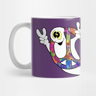 Peace ghost inside a multi-colored peace sign Mug